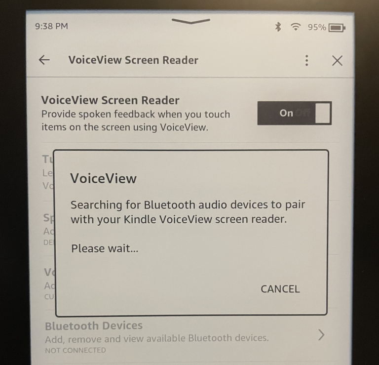 Kindle Paperwhite đã mở tùy chọn Chế độ xem bằng giọng nói